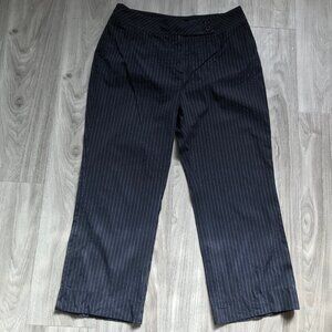Akris Punto Pant Navy Stripe Straigh Leg Flat Front Slacks Womens 10